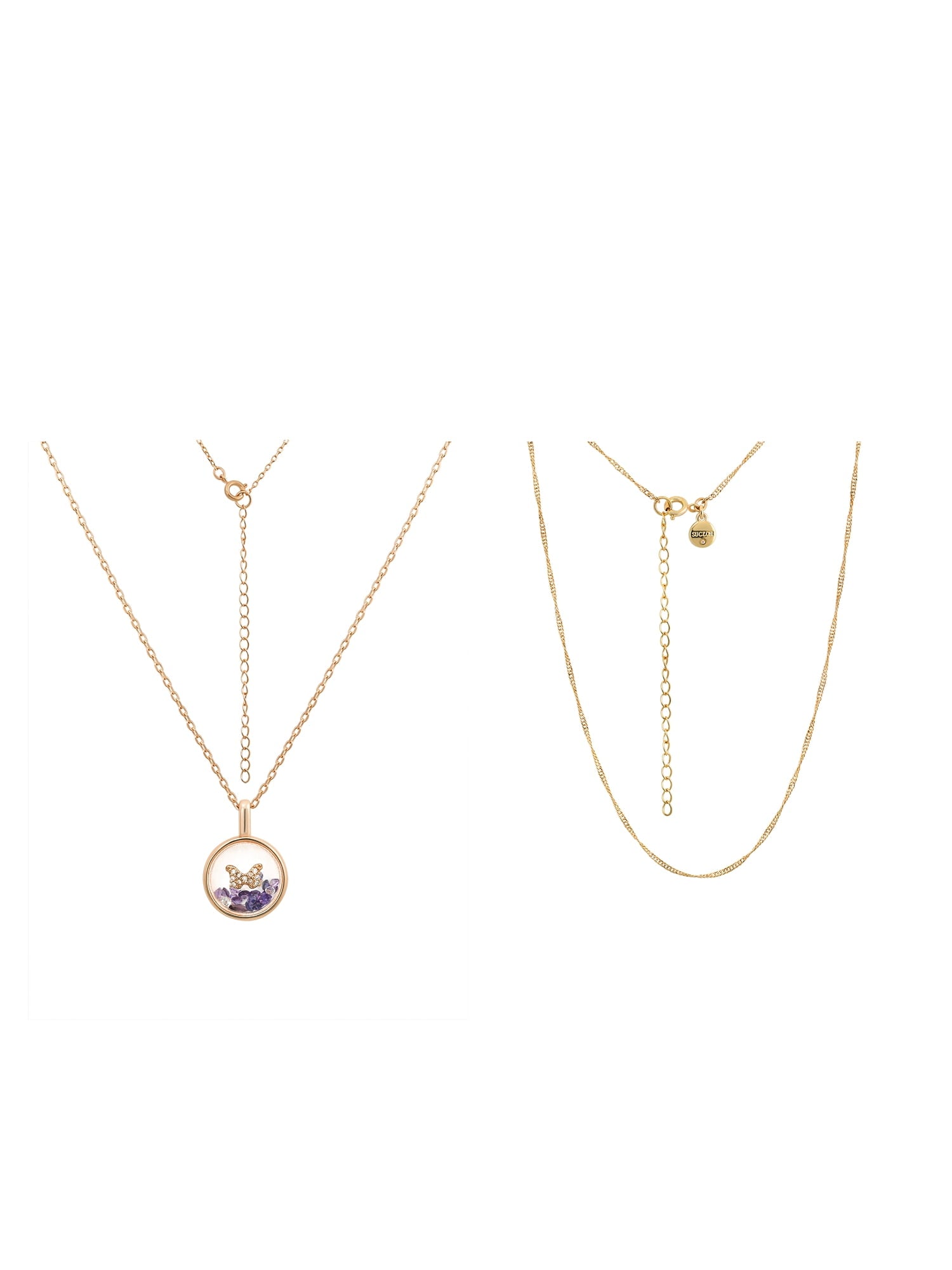 Believe by Brilliance Crystal and Cubic Zirconia Round Shaker Necklaces in 14KT Gold Flash Plated
