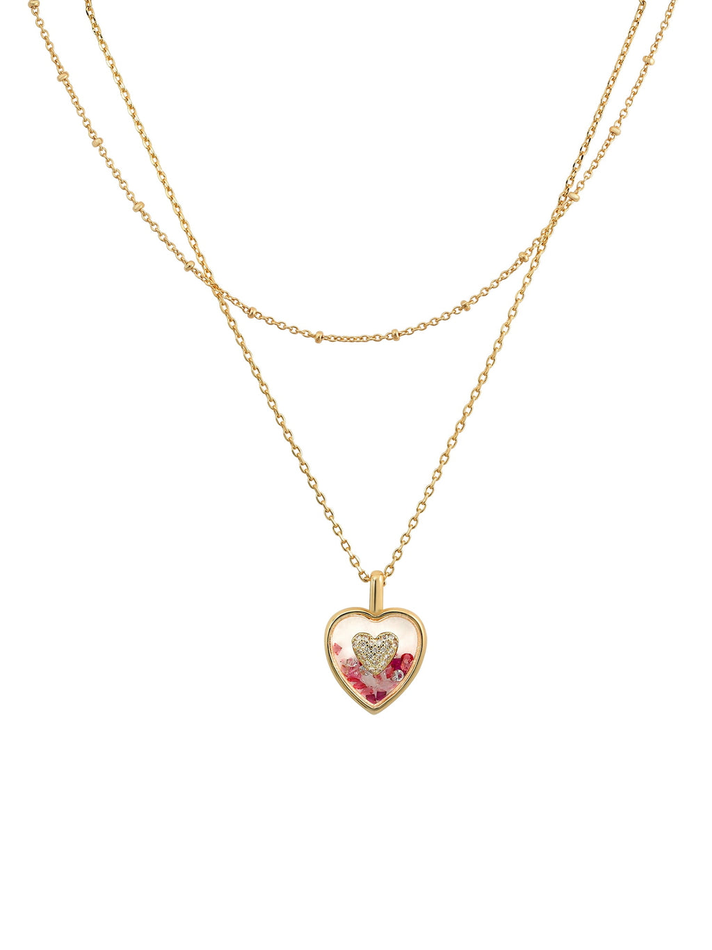 Believe by Brilliance Crystal and Cubic Zirconia Heart Shaker Necklaces in 14KT Gold Flash Plated