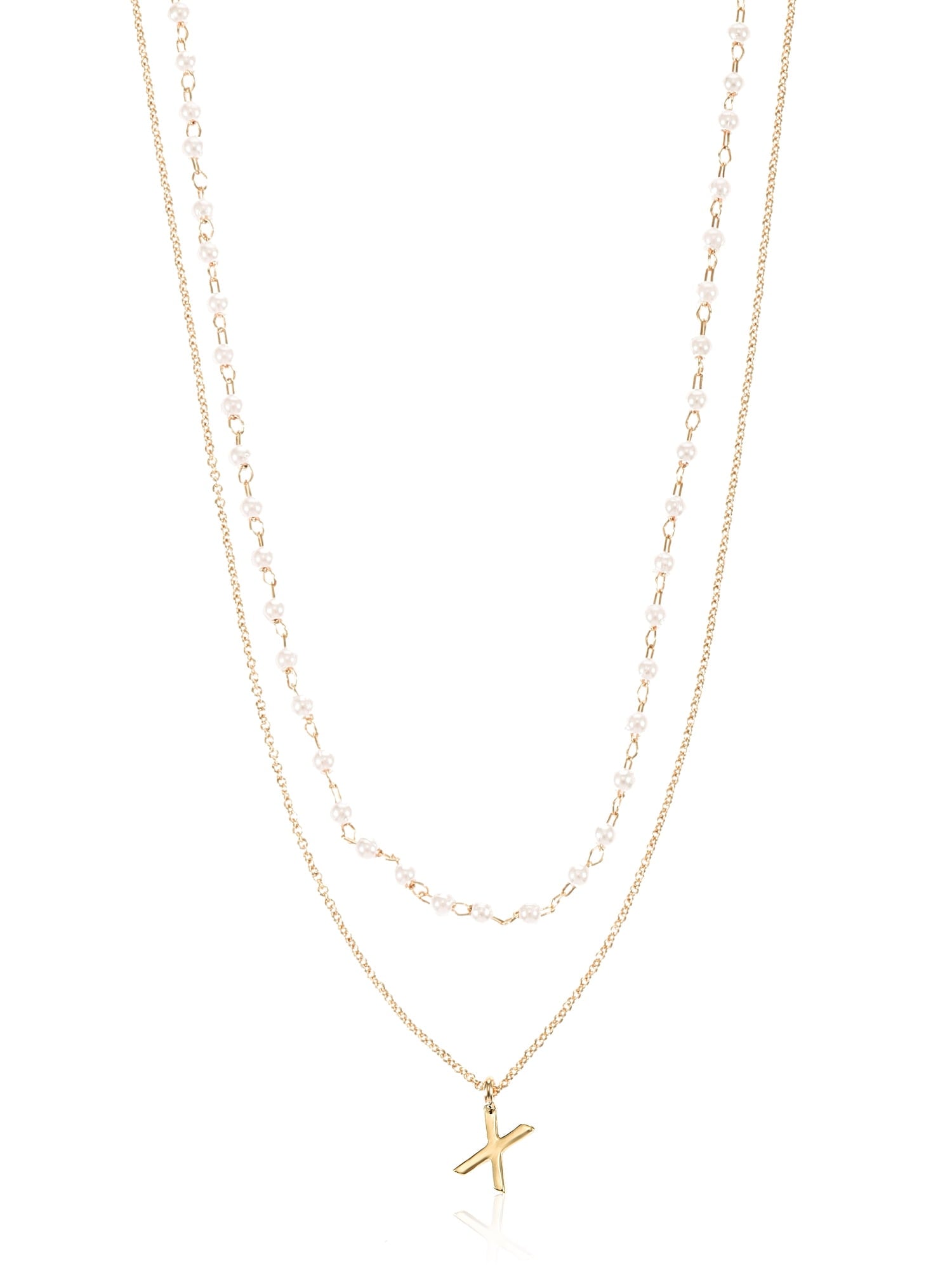 Time and Tru Goldtone Initial Letter Necklace Set, 2 Pieces, Letter X