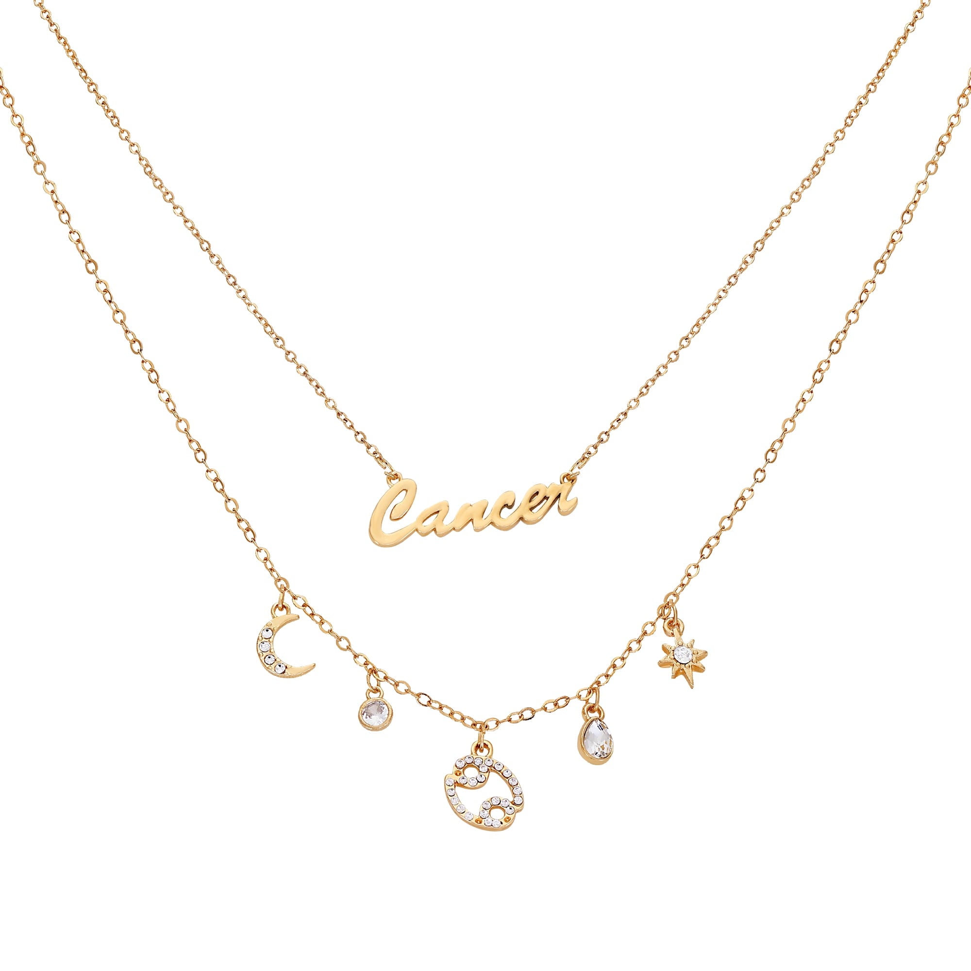 Time and Tru Women's Gold-Tone Layered Cancer Zodiac Charm Necklace.
